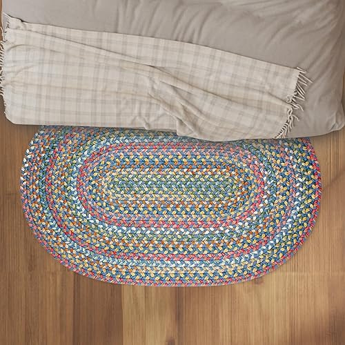 Rhody Rug Country Jewel CJ95 Sapphire 2' x 3' Oval - Braided Area Rug, Home Decor, Floor Mat or Bedroom Rug - Easy Care, Ideal for High Traffic Areas in Hallway and Living Room - Made in USA