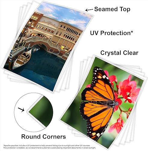 Miniatura 3 de Apache Bolsas de laminado de 10 mil, para hojas de papel tamaño carta de 8.5 x 11 pulgadas, 9 x 11.5 pulgadas, paquete de 100