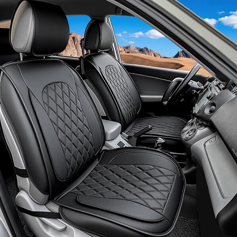 Kit de Capas para Bancos Automotivos LINGVIDO em Couro Sintético Perfurado, 5 Lugares, Preto