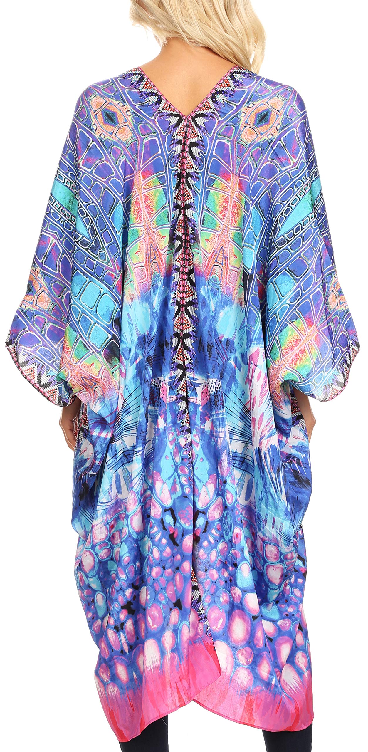 Sakkas Alvita Femmes V Neck Beach Dress Top Caftan Couvrir avec des Strass