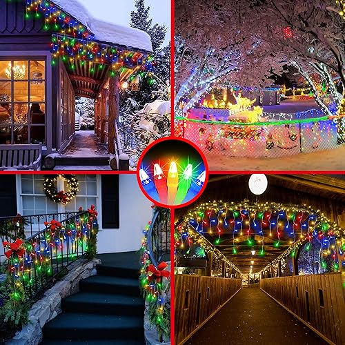 Miniatura 8 de Luces LED de Navidad de 132 pies con 280 gotas, 980 LED para interiores y exteriores, 8 modos de iluminación, luces de hadas impermeables con