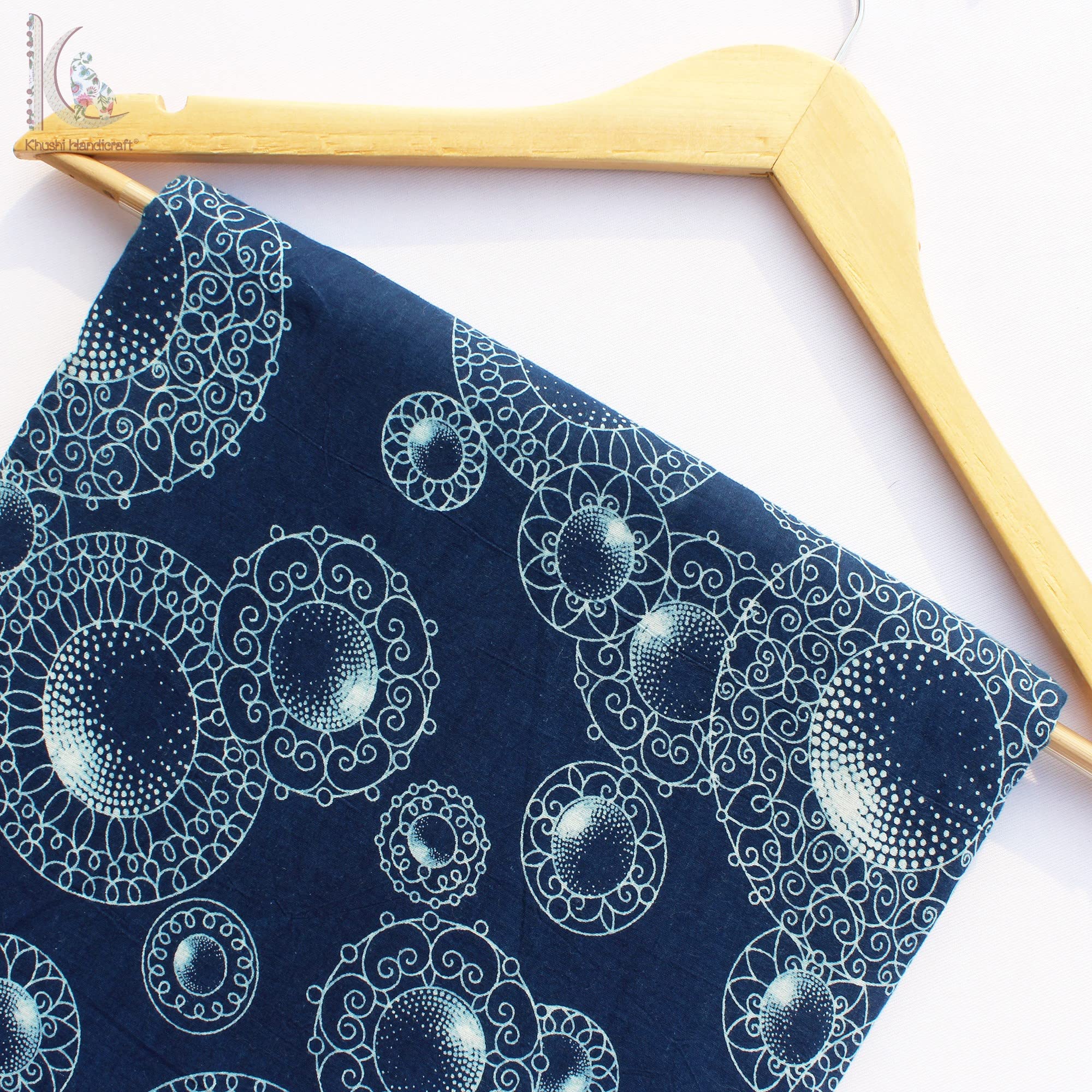 Indian Handmade Art Sanganeri Rangoli Block Printed Unstitched Light Weighted Soft Cotton Dress Making Fbric Cloth Material for Men and Women- (1 Meter)