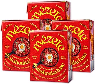 Mezete All-Natural Stew Base | Authentic Middle Eastern | Shakshouka Base | Sauteed Tomatoes & Onions | No Preservatives | Shelf Stable | Gluten-Free | Ready to Use | Plant Based | 390g (Pack of 4)