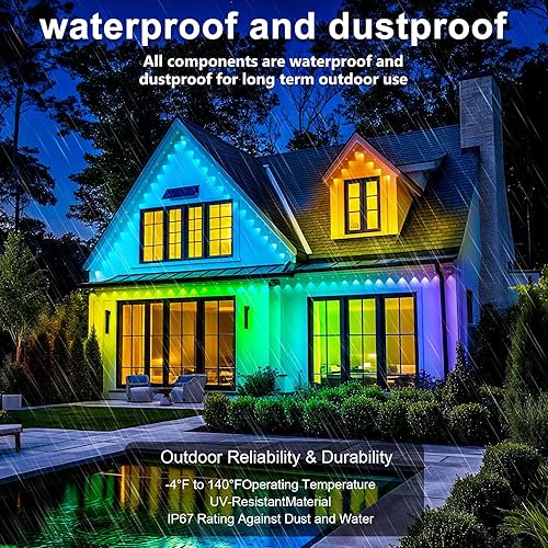 Miniatura 2 de Luces permanentes para exteriores, luz de alero RGB de 200 pies, iluminación impermeable IP67 para casa, LED inteligente con aplicacióncontrol