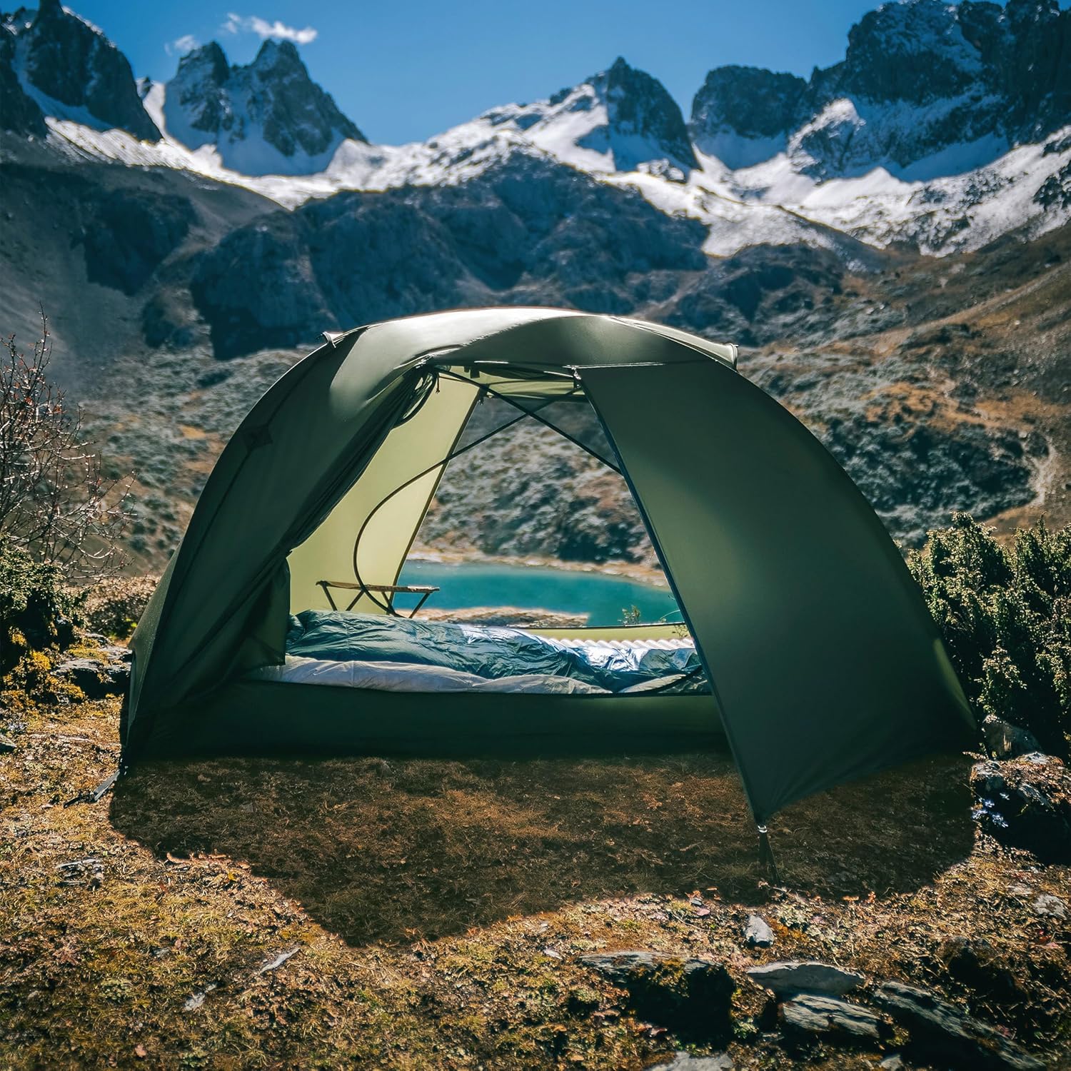 Thous Winds 2 Person Camping Tent, Lightweight Waterproof Windproof Dome Tent, Easy Set up Multifunction Tent for Outdoor Camping Hiking