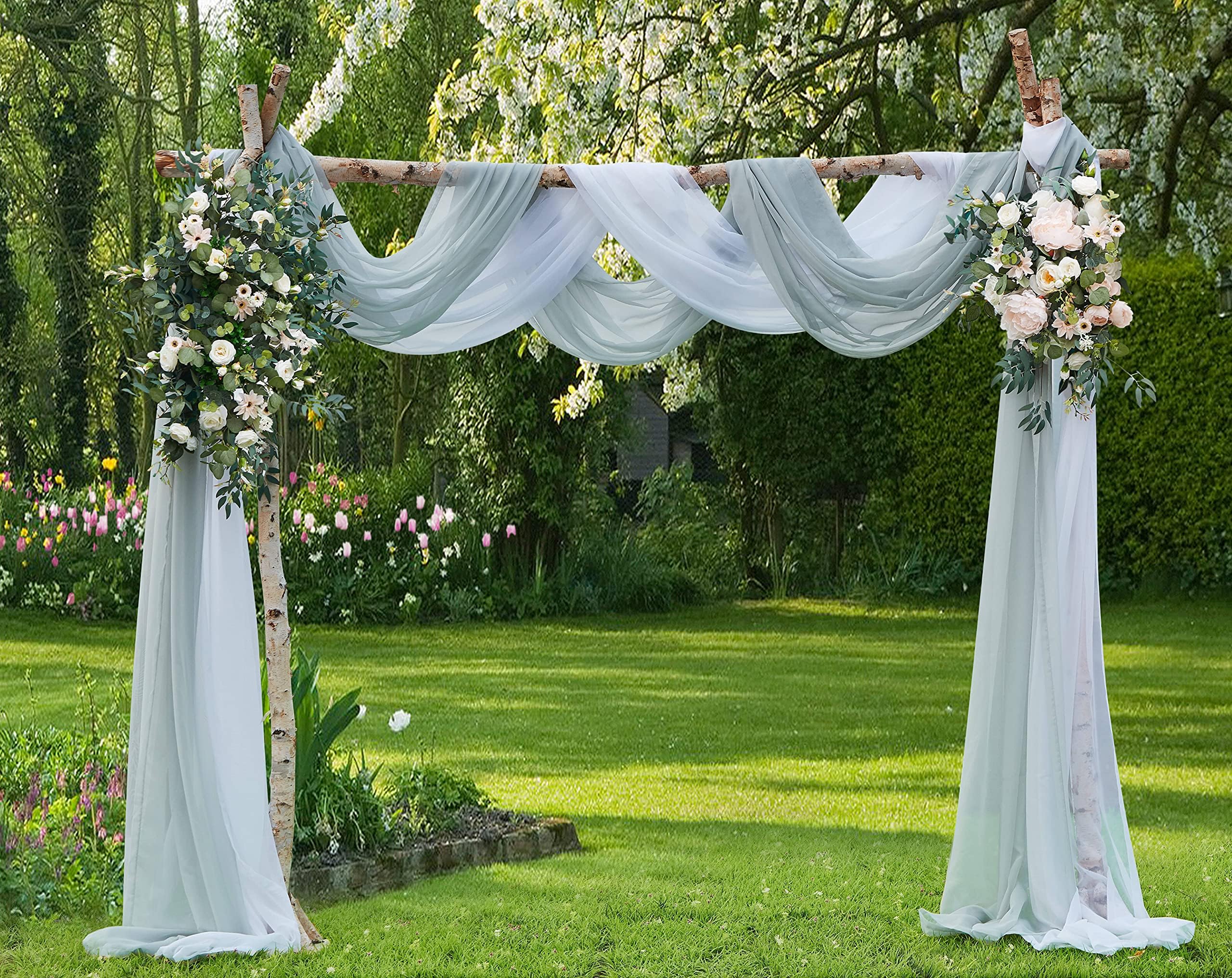 Silver Window Scarf Valance in 216 Inch Size. Use Window Scarves as Canopy Bed or Backdrop Curtains, Curtain Scarf, or Sheer Fabric for Draping. (Amazing 55 x 216, Silver)