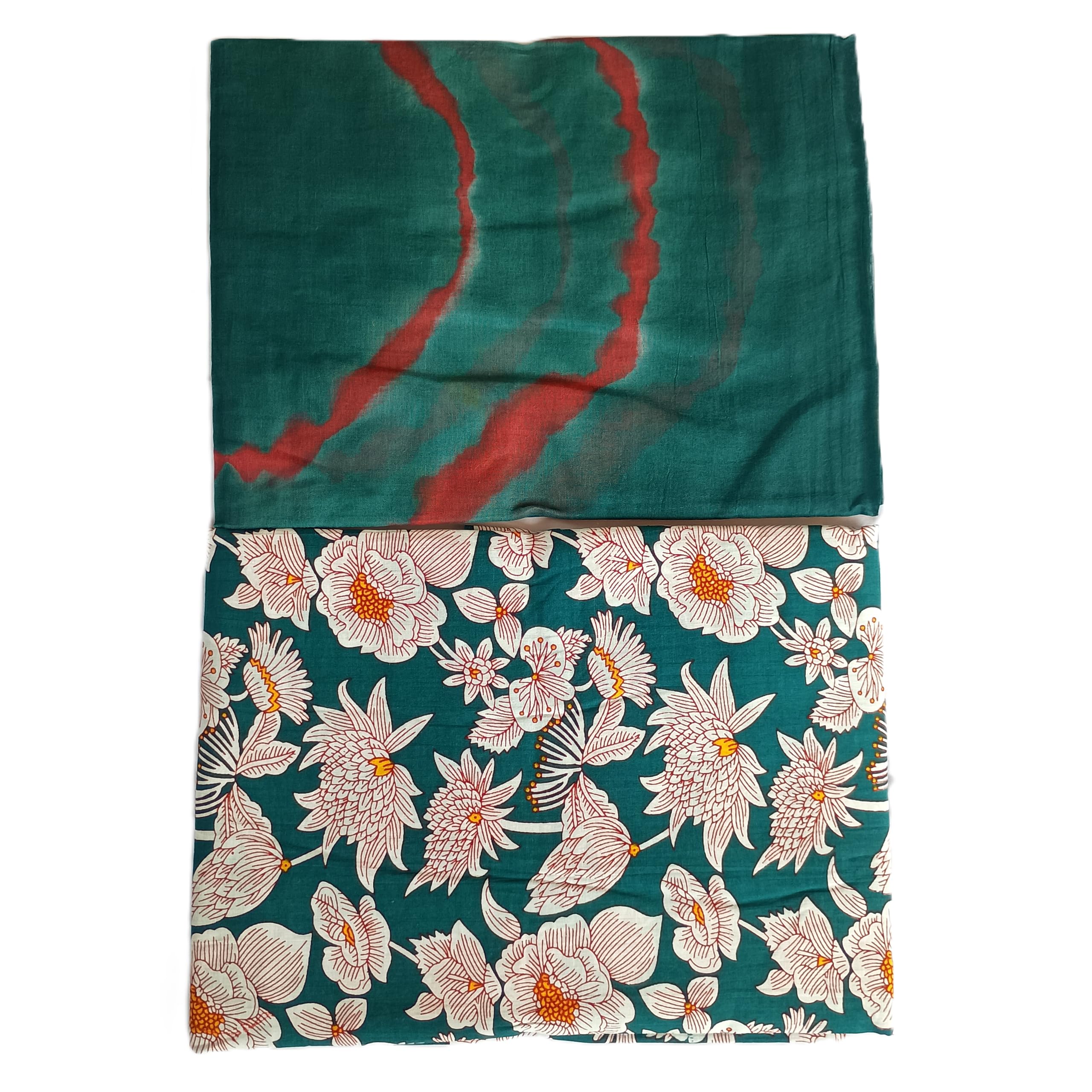 Rajputi Poshak Unstitched Suit, Pure Cotton, Dark Green Floral Print with Sharbati Odhani, 4 Meter Fabric-image-24