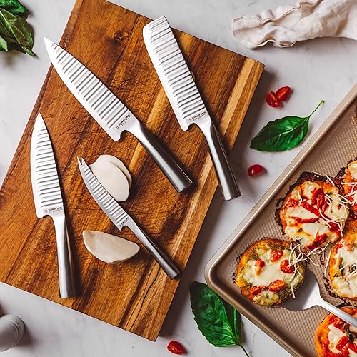 Miniatura 4 de Schmidt Bros. Evolution - Cuchillo Nakiri de 7 pulgadas, cubiertos de acero inoxidable alemán de alto carbono en una caja de regalo de madera