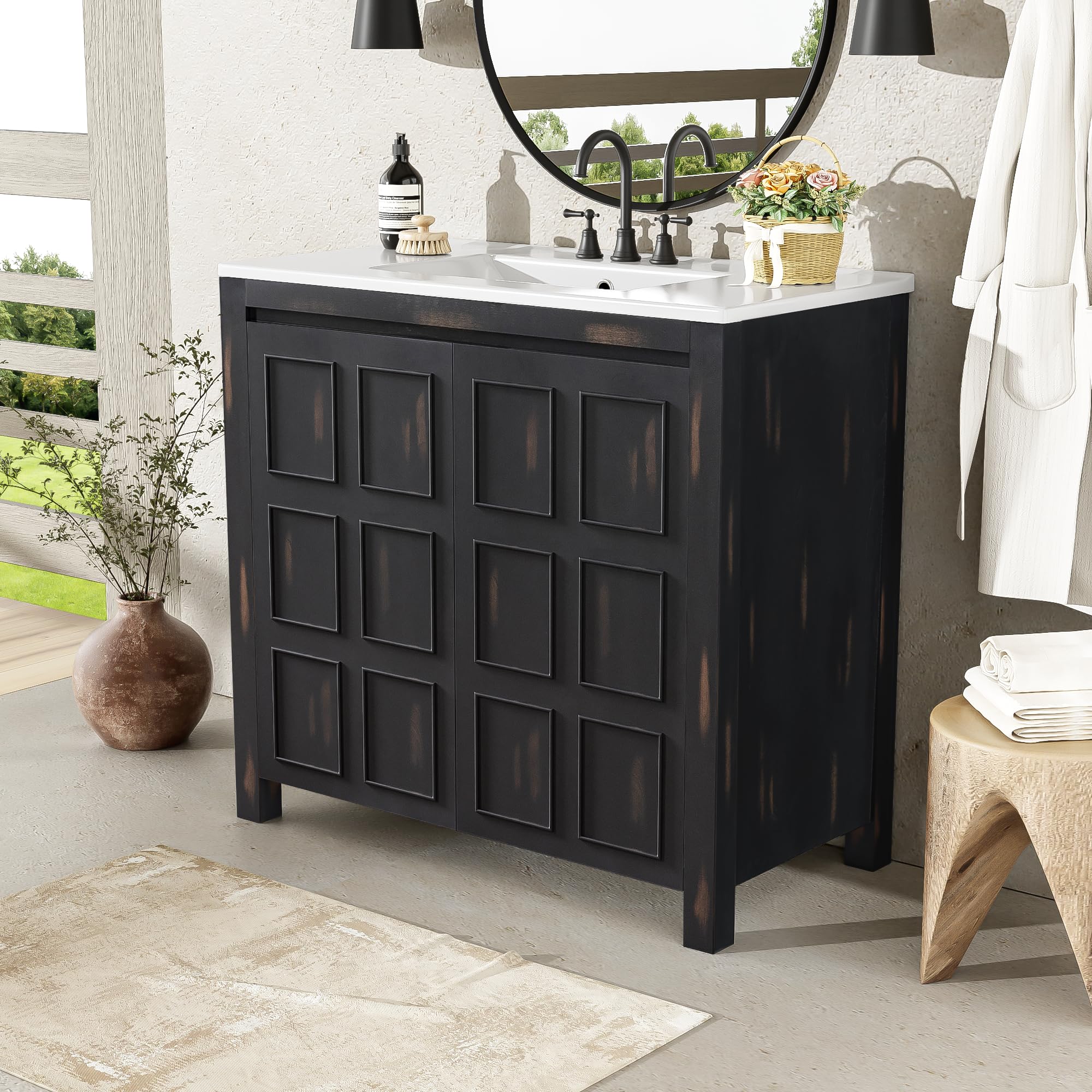 Merax 36 Inch Bathroom Vanity with Sink Top, Freestanding Merax 36 Inch Bathroom Vanity with Sink Top, Freestanding