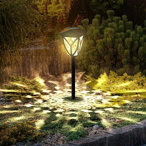 Miniatura 8 de Ensenior Paquete de 6 luces solares para exteriores, 16.77 pulgadas, 3000 K, luces LED solares para jardín, camino, patio, pasarela, maceta,