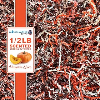 MagicWater Scented Crinkle Cut Paper - 1/2 LB - Pumpkin Spice - Perfect for Shredded Paper Filler, Basket Filler, Gift Boxes, Bridesmaid Gifts, Christmas Stuffers & More – For All Occasions