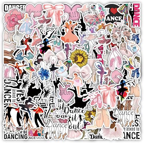 Miniatura 2 de 60 calcomanías de baile, botellas de agua para laptop, regalo perfecto para niñas y adolescentes, calcomanías de baile, recuerdos de fiesta de baile