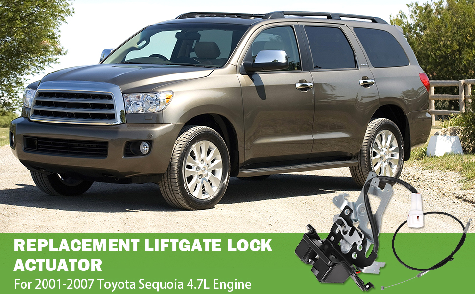 Image of Yinlowa 931-861 Liftgate Lock Actuator for 2001-2007 Toyota Sequoia | Integrated Rear Hatch Latch with Cable; Replaces 69301-0C010 and 64680-0C010; For 4.7L V8 Gas Models