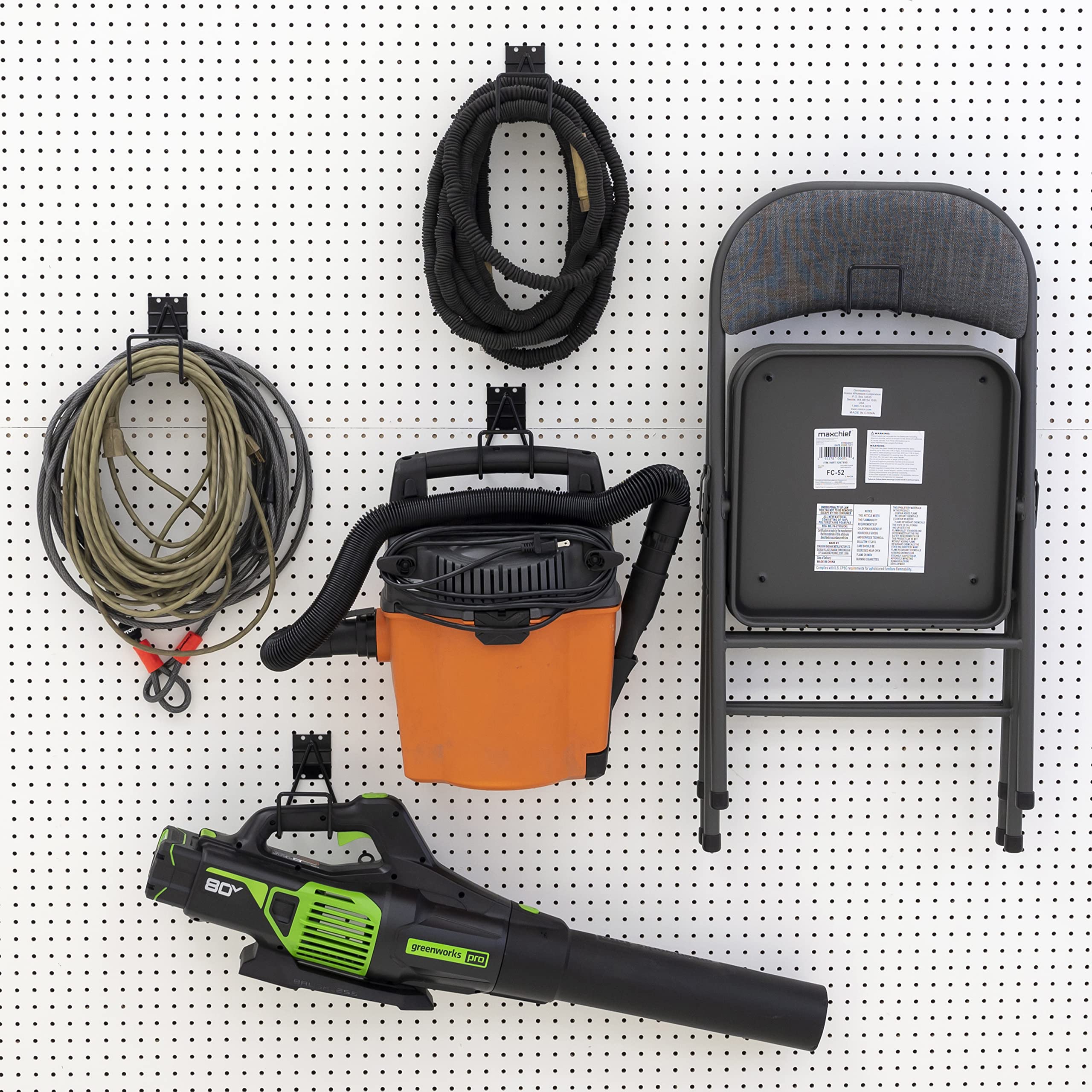 VICTORY DISPLAY & STORE FIXTURE MFG Heavy-Duty Garden-Hose Garage Utility Hook fits Both Slatwall and Pegboard, Pack of Three or Five (Quantity 5) (5)