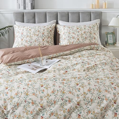 Miniatura 368 de HoneiLife - Juego de funda de edredón floral 100% algodón, 3 piezas, botánica, ropa de cama con cierre de cremallera y lazos en las esquinas