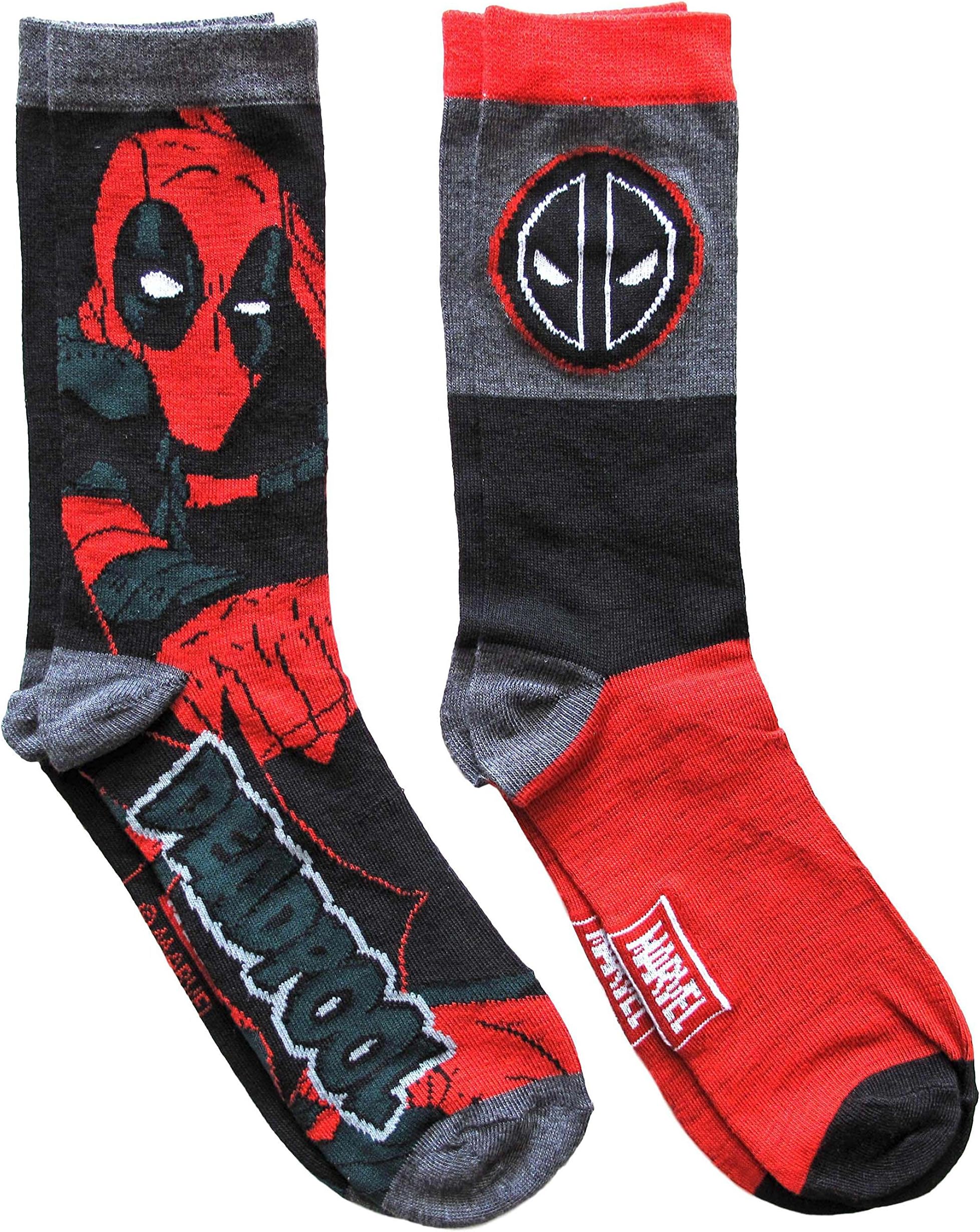 Marvel Deadpool Men's Crew Socks 2 Pair Pack