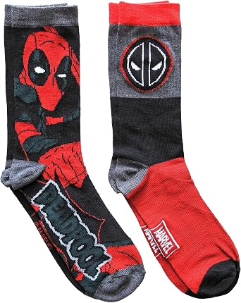 Marvel Deadpool Mens Crew Socks 2 Pair Pack