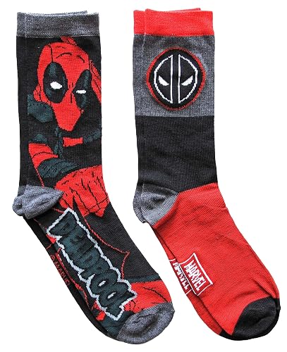 Marvel Deadpool Crew Socks 2 Pair Pack - 6-12 - Black/Red