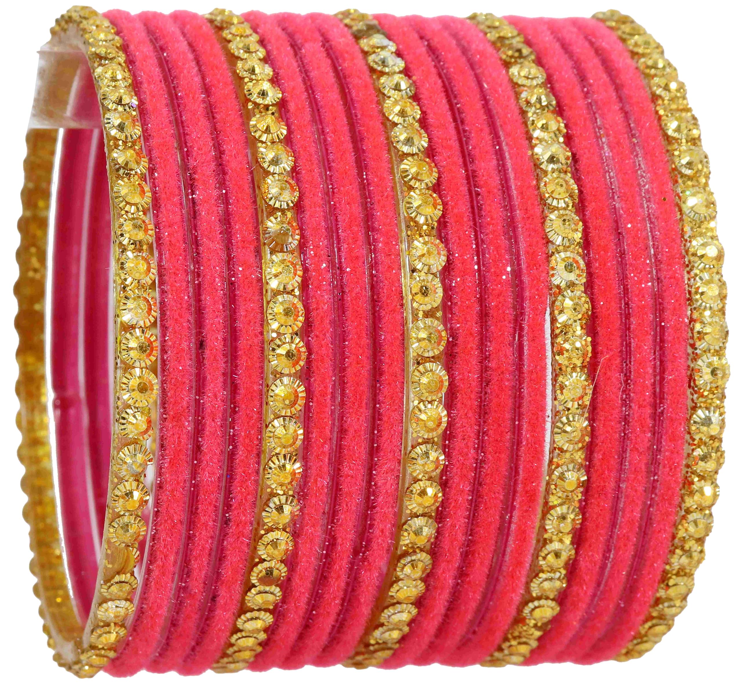 Glass Beads Velvet Bangle Set Traditional Chudi Set