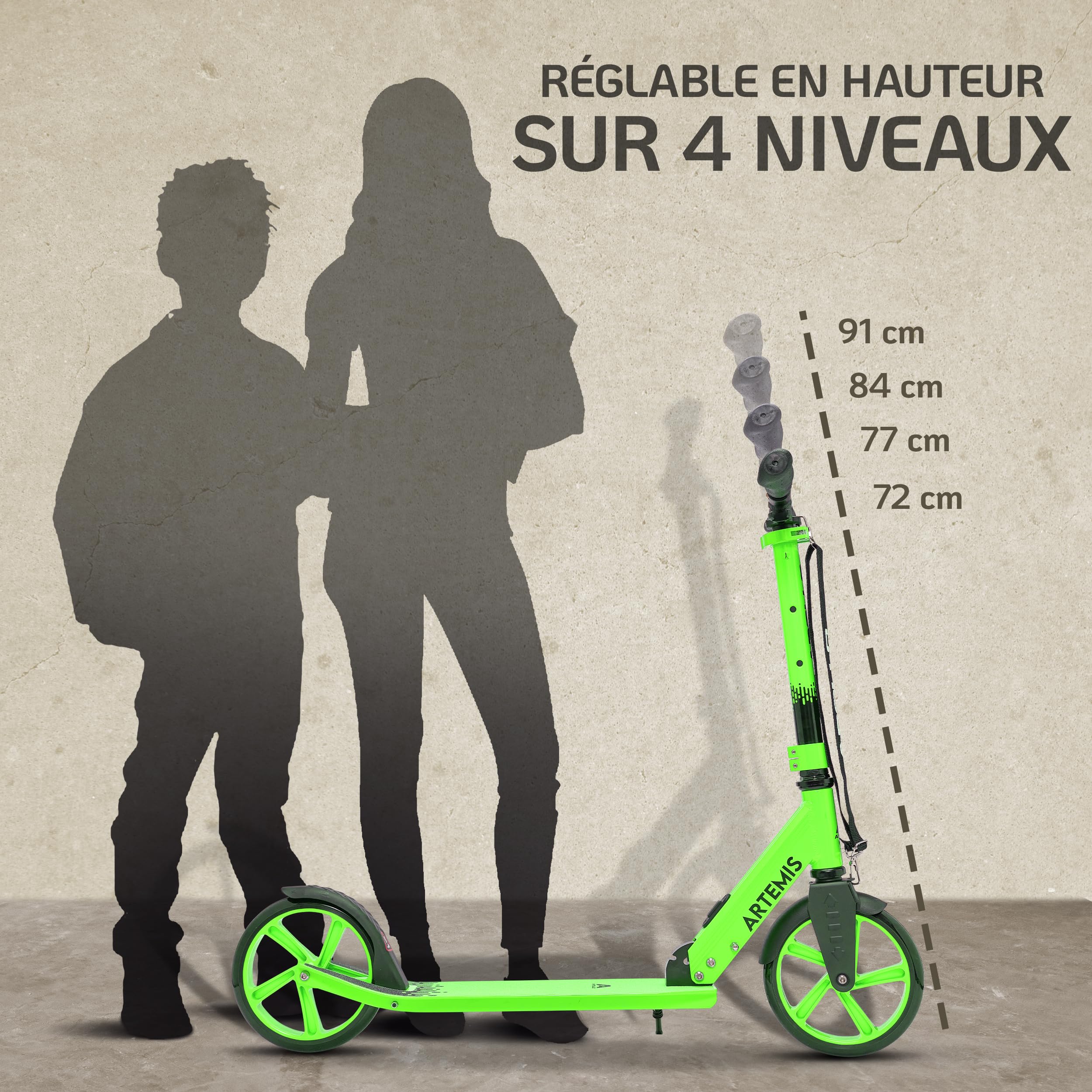 Apollo Artemis City - Trottinette Enfants Réglable en Hauteur, Adolescents et Trottinette Adultes, Trottinette à Grandes Roues, Trottinette Évolutive, Maniable, Pliable pour Enfants à partir de 6 Ans