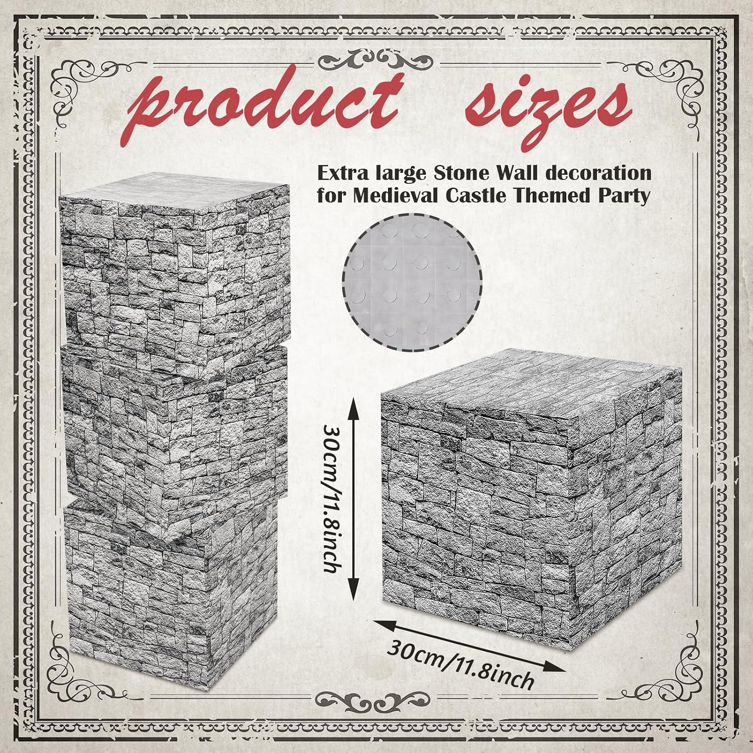 Kosiz 6 Pcs Castle Boxes Party Decorations 11.8 Stone Pattern Paper Box Stone Wall Block Gothic Backdrop Medieval Trunk or Treat for Halloween Renaissance Knight Wizard Party