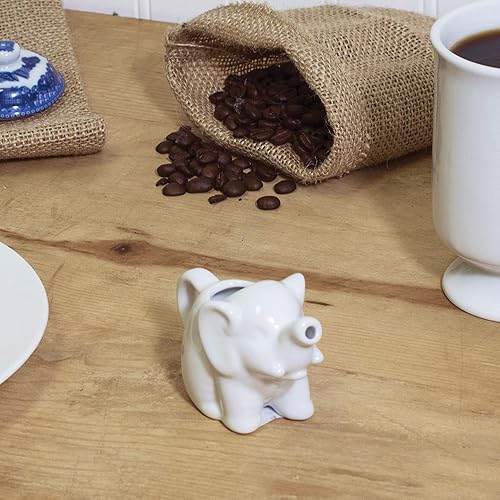 Miniatura 5 de HIC Kitchen Mini crema de elefante con asa porcelana blanca fina 2 onzas