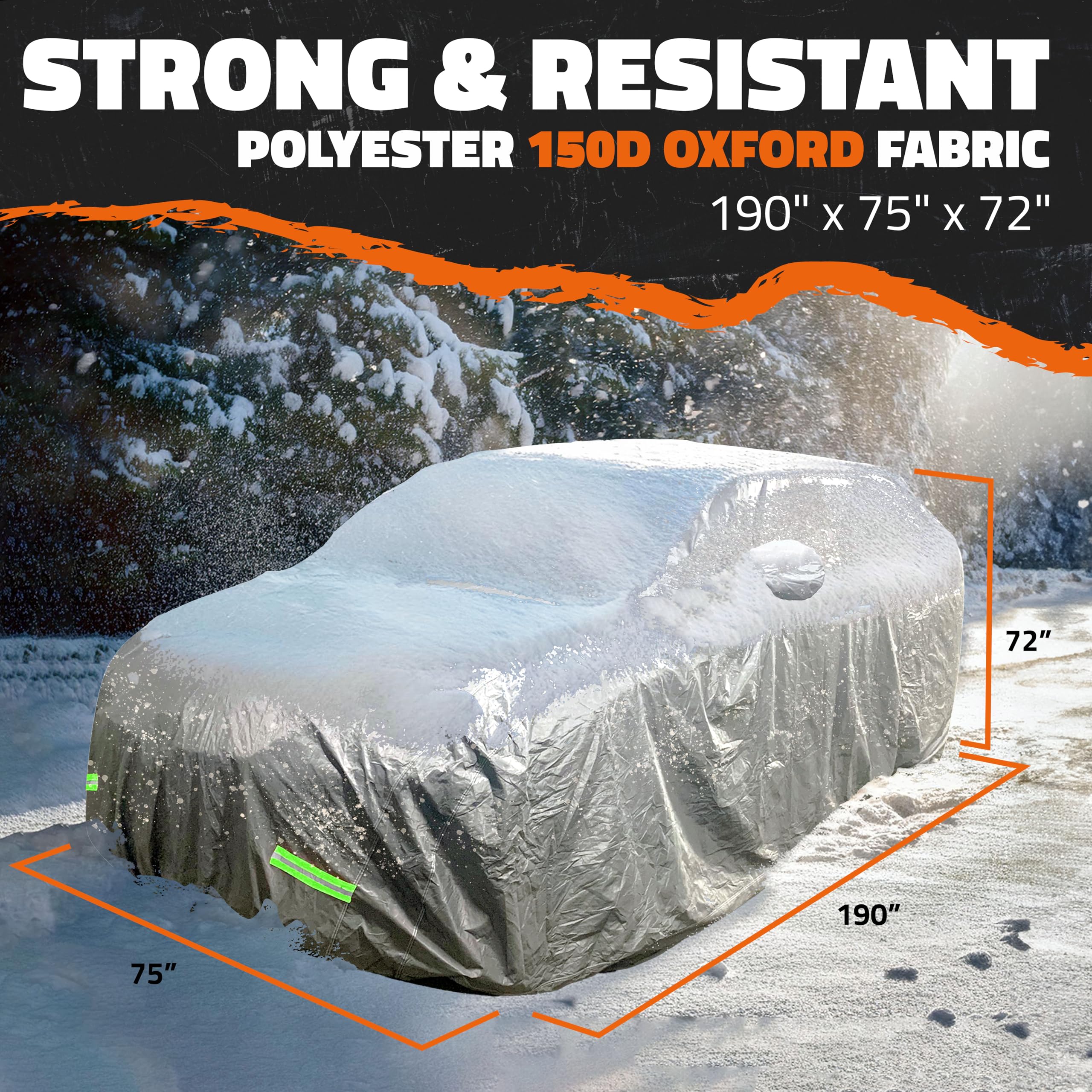 Mockins 190x75x72 Midsize SUV Car Cover 150D Oxford Polyester Fabric Car Tarp SUV Cover Water-Resistant Indoor Outdoor Full — view 4