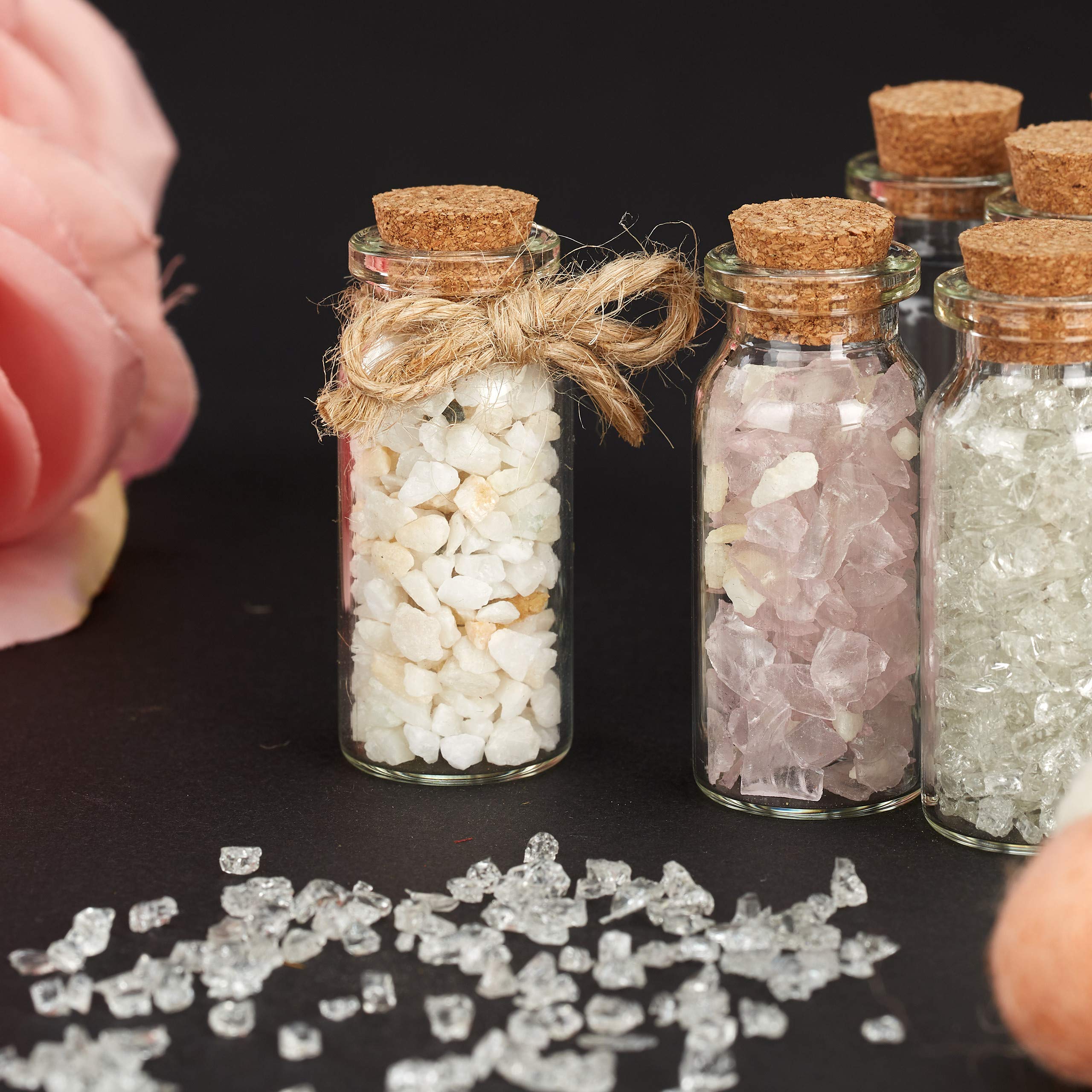 Relaxdays Glasfläschchen mit Korken, 60 Stück, Mini Fläschchen für Öl, Gewürze, Kräuter, Sand, 10 ml, Deko, transparent