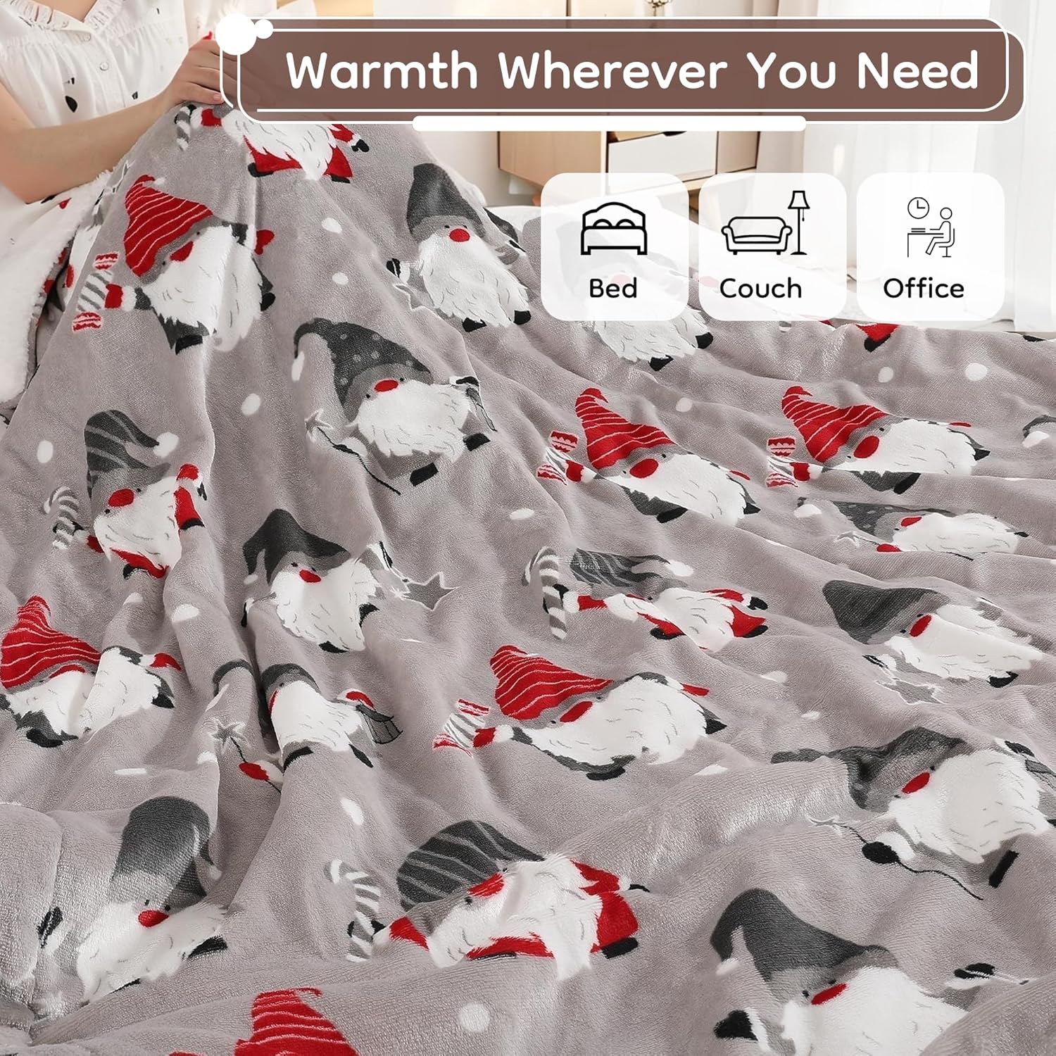 Electric Heated Blanket Queen Size - 84"x90", 10 Heating Levels, 1-12 H Auto Shut Off, Dual Controllers, Breathable Flannel Warm and Washable for Bed, Santa Claus for Christmas - Image 2