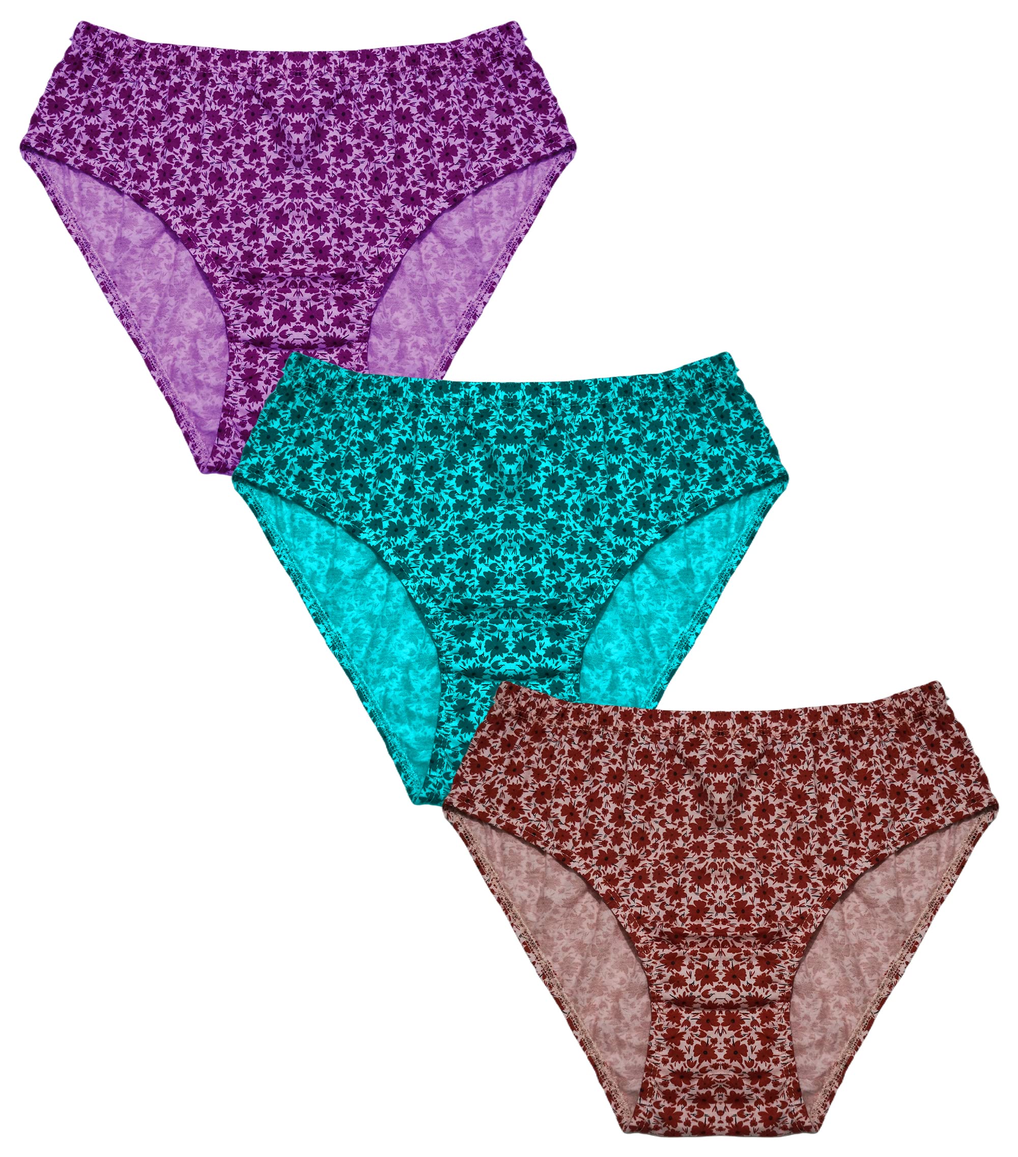 DAISY DEEWomen's Comfy_4 Comfy Print Allover Printed Panty/Hipster - Combo Pack of 3 (L) Assorted