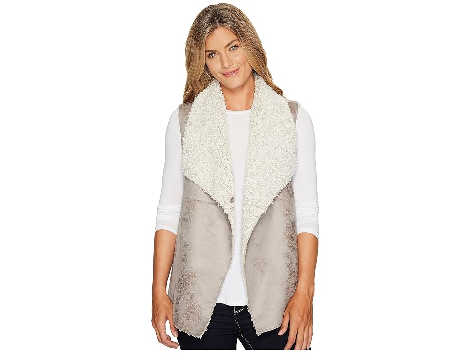 

Dylan by True Grit Frosty Tipped Shearling Snap Vest (Grey) Women's Vest, Gray