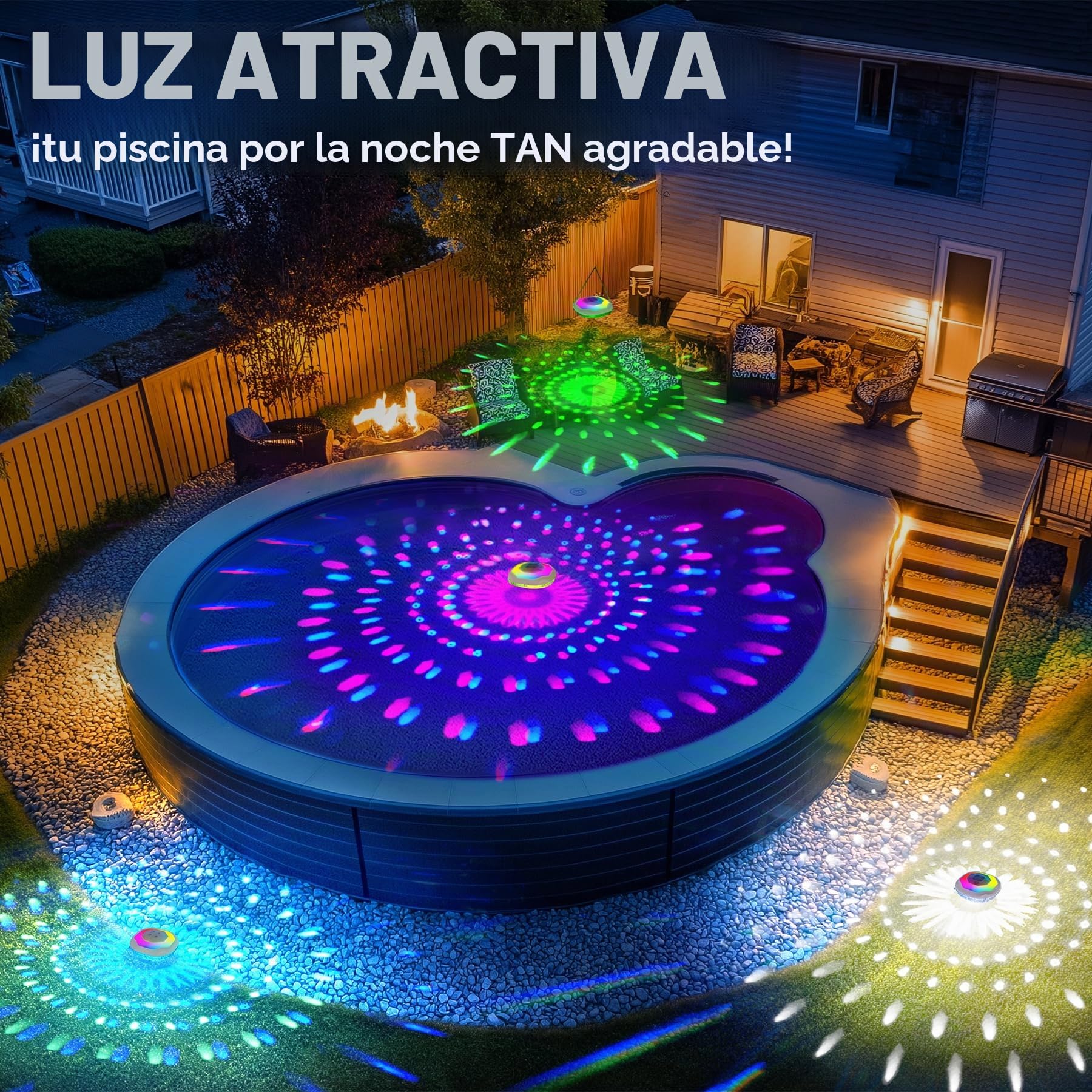 DeeprBetter Luces Piscina Flotantes con Control Remoto, Espectáculo de Luz | Recargable Luces para Piscina Bajo el Agua, IP68 Impermeable Luz Flotante Piscinas, Iluminación Piscinas - 2PCS