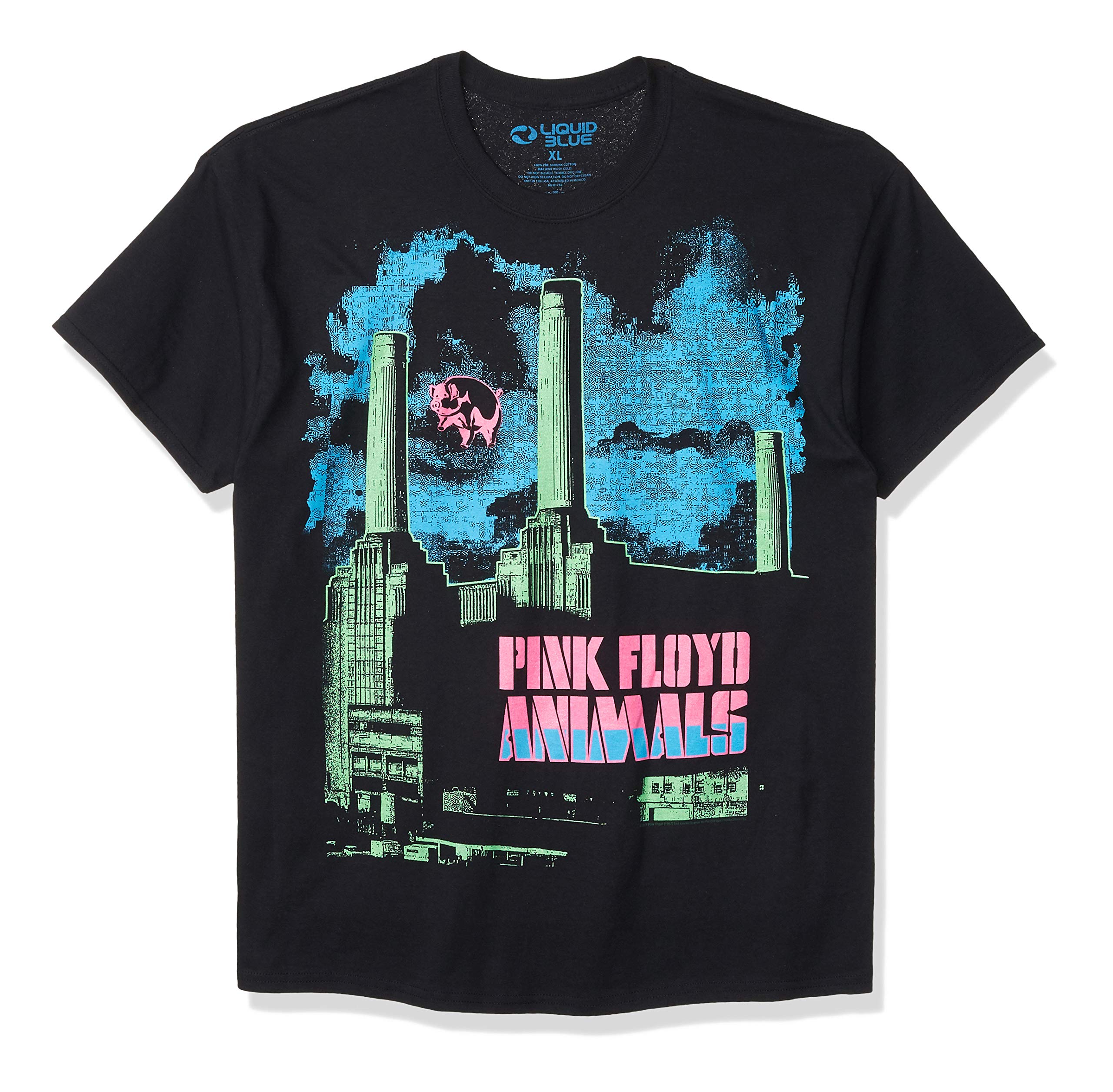 Liquid Blue Camiseta Unisex con Estampado Vintage de Pink Floyd Animals Blacklight