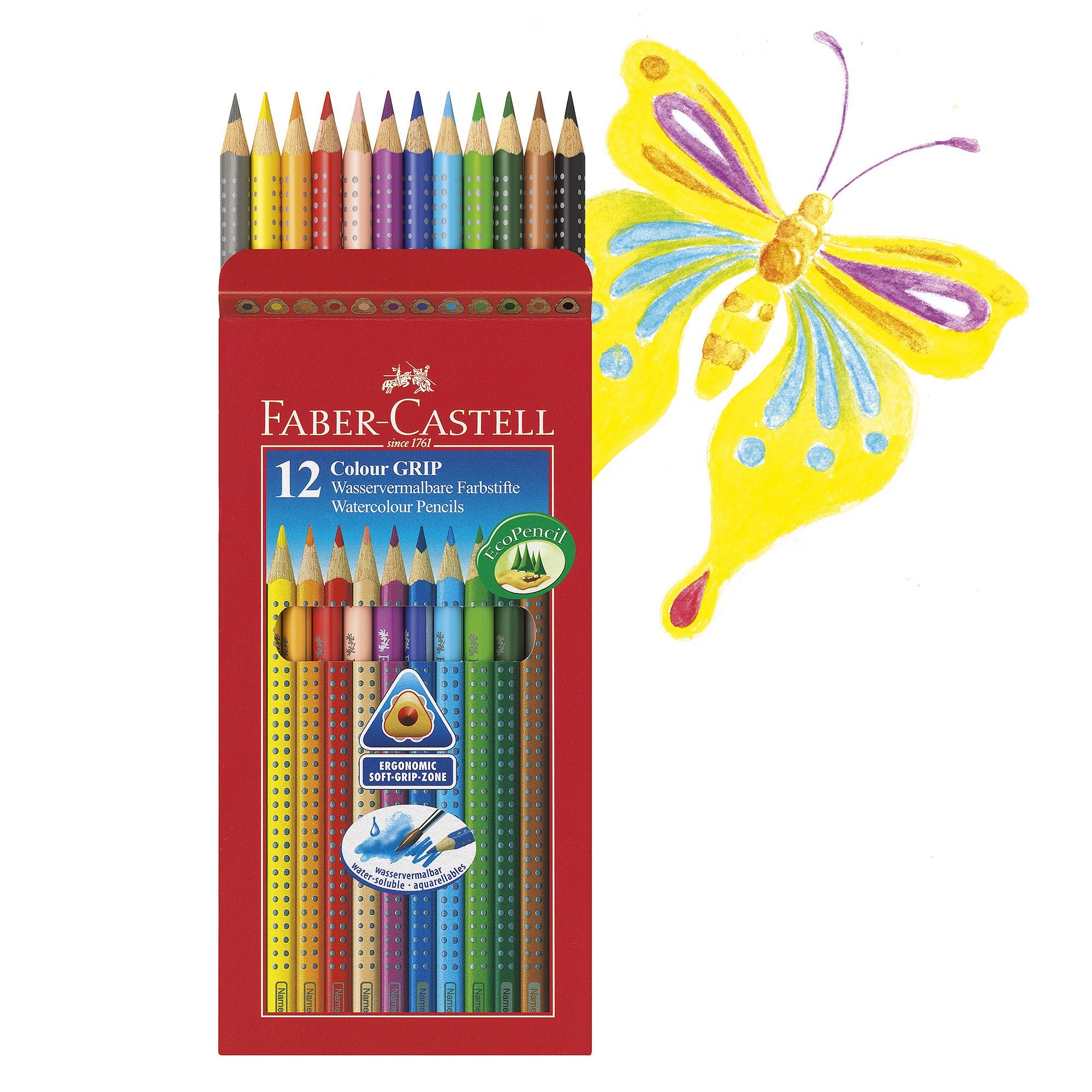 Faber-Castell Grip 2001 Boya Kalemi, Karton Kutu, 12 Renk