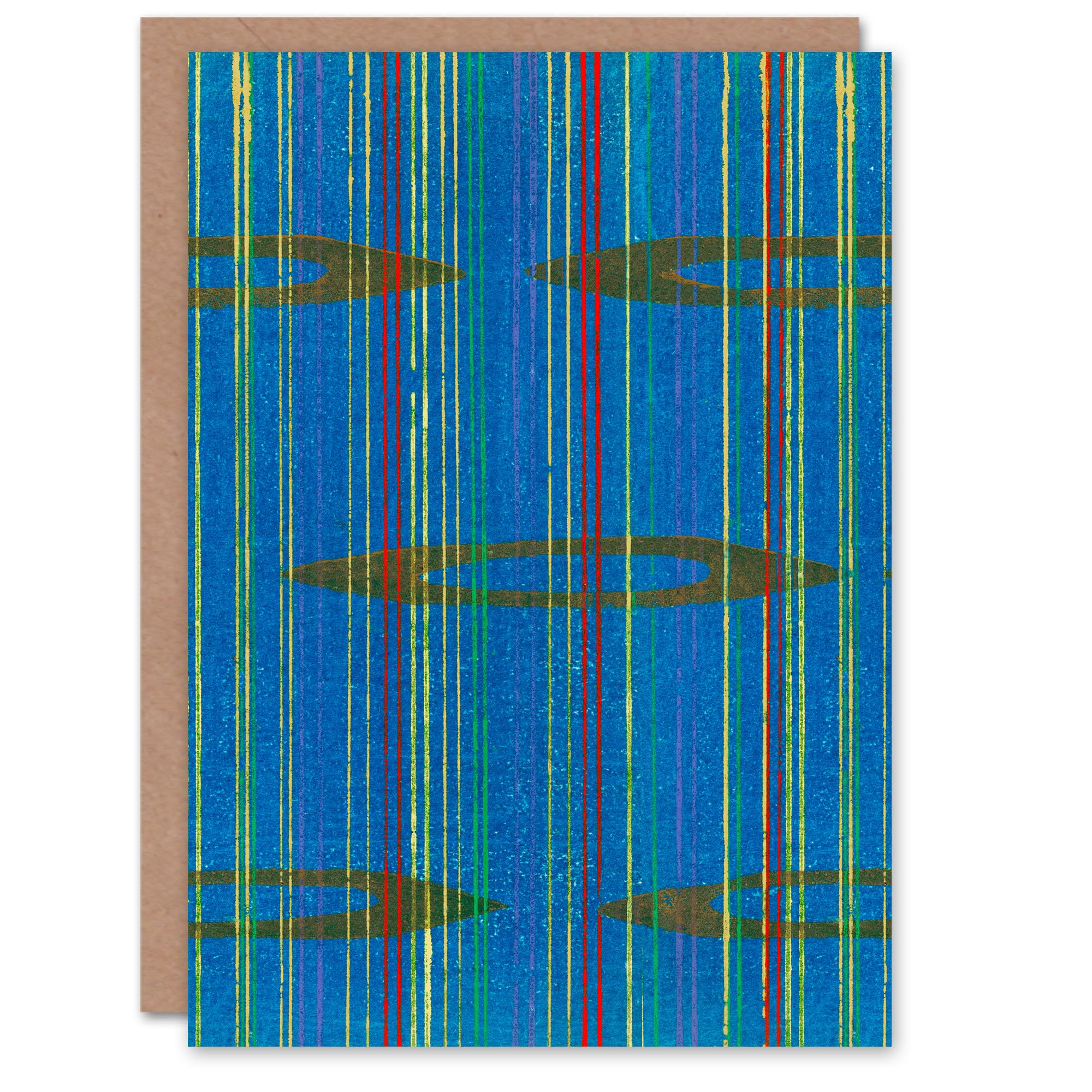 Furuya Korin Japanese Art Card Blue Abstract Geometric Pattern