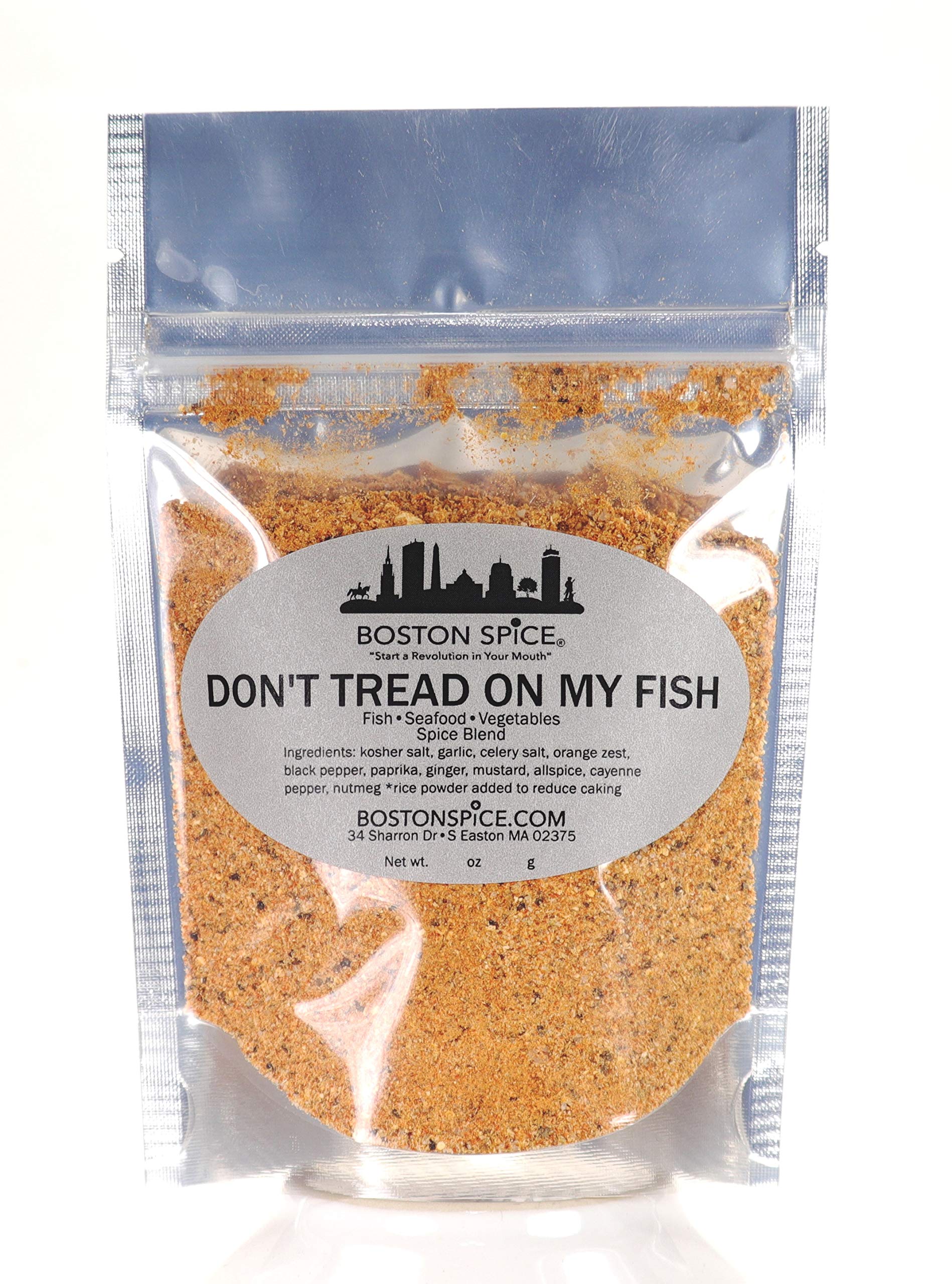 Boston Spice Don't Tread On My Fish Handmade Gourmet Seafood Dry Rub Blend Cod Haddock Salmon Halibut Swordfish Shrimp Bass Trout Grilled Grill Bake Baked BBQ Barbecue Grilling 1 Cup 6oz/172g