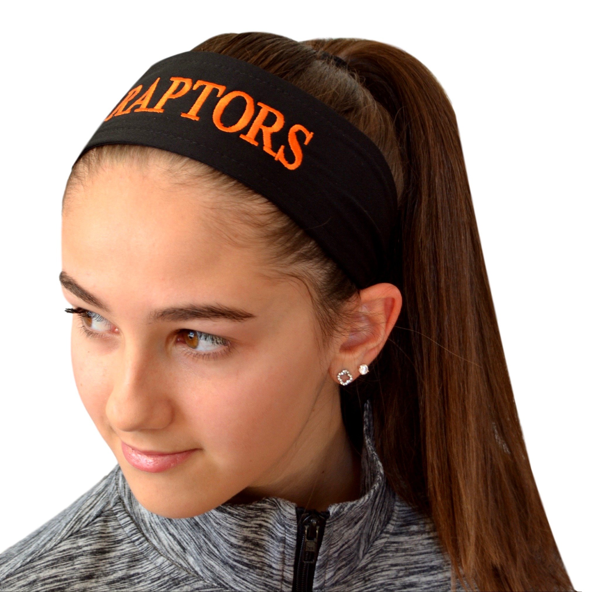 Funny Girl Designs Embroidered Tie Back Sweat Wicking Sport Headband with Your Custom Text - Personalize with Your Team Name (Black TIE Back)