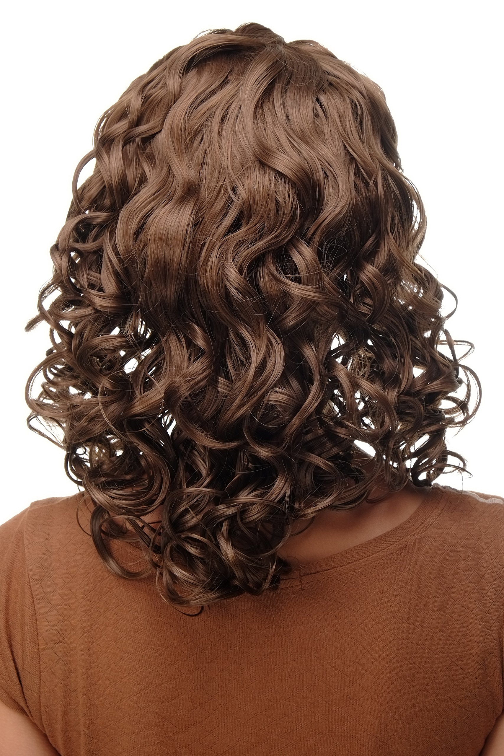 WIG ME UP - Parrucca Donna Fascetta(fissa) Voluminosa Chioma Ricciuta Lunga fino alle Spalle Castano Mix di Nero e Castano BRO-704-12
