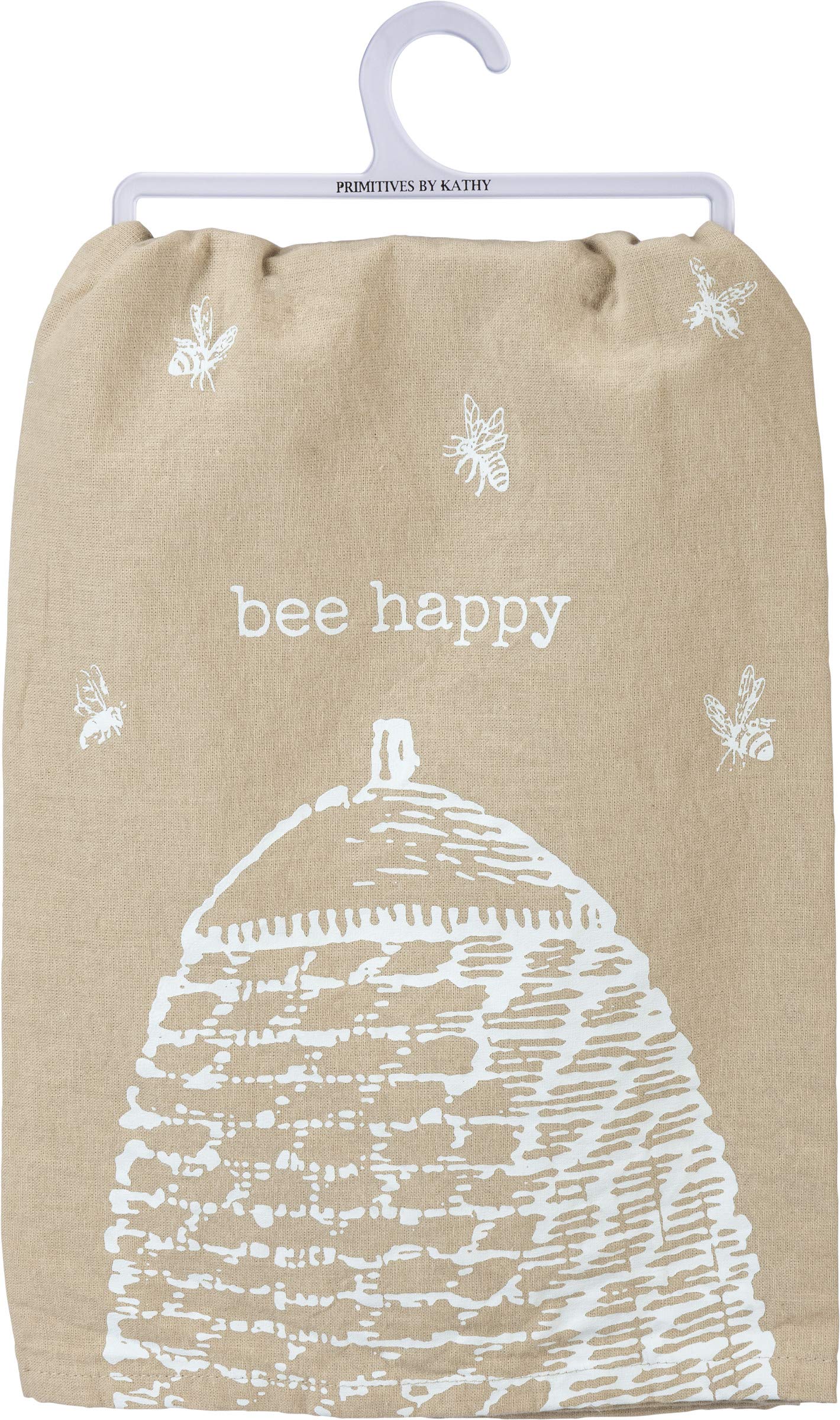 Primitives by Kathy Rustic Geschirrtuch, Bee Happy, Hellbraun, 28 x 28-Inches