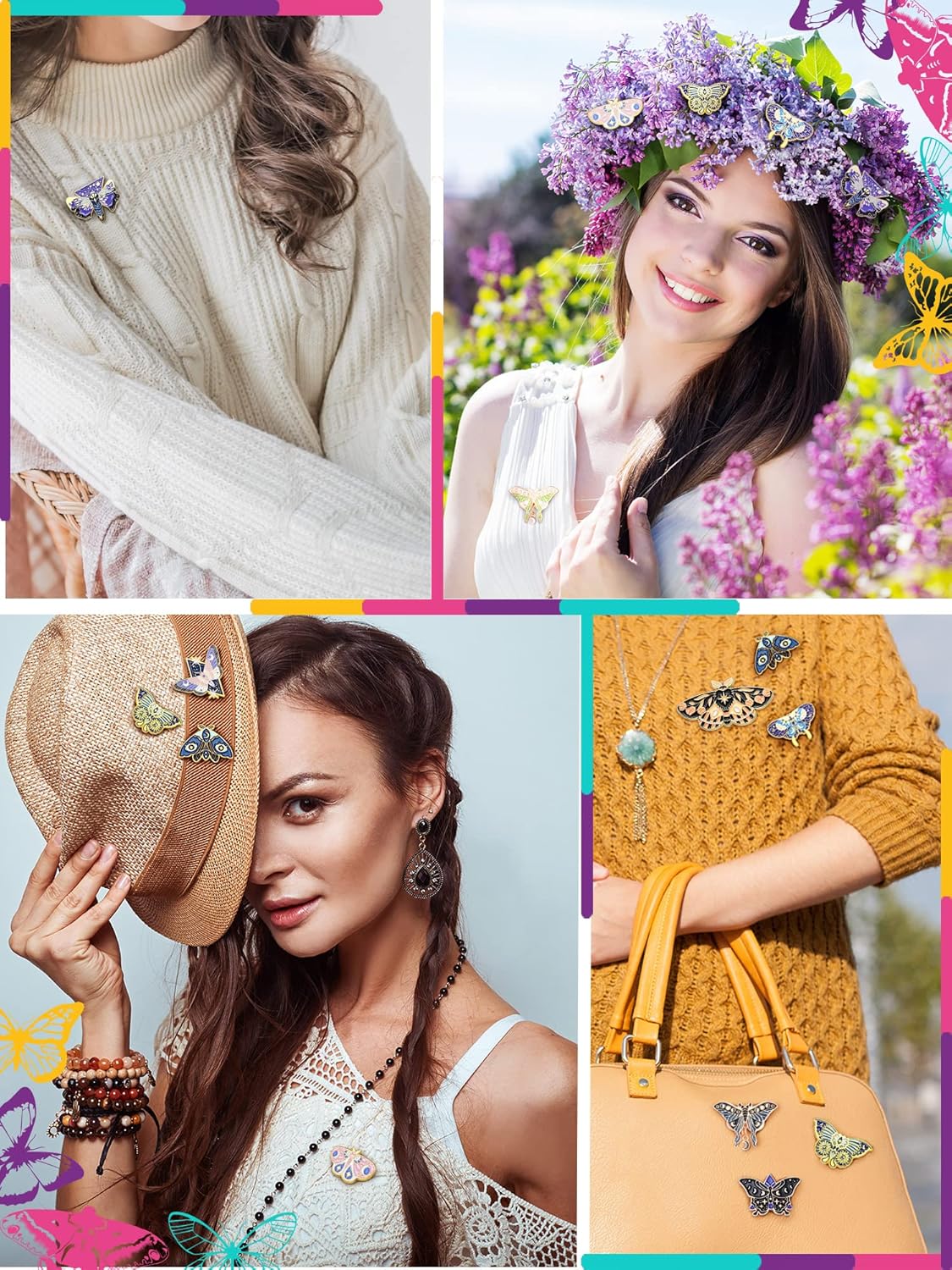 Janinka 10 Pcs Butterfly Enamel Pins Set Cute Enamel Backpack Lapel Pin Cool Horror Brooches for Steampunk Badge Jewelry - Image 6