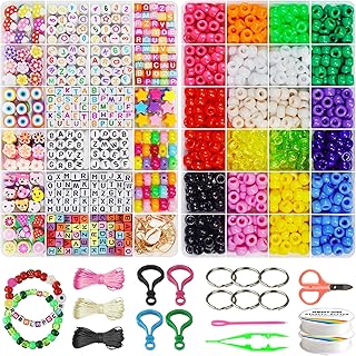 Redtwo Pony Beads for Friendship Bracelets Making Kits for Girls, Bracelet Beads for Jewelry Making Kits, Kandi Hair Beads for Braids for Girls Age 8-12.