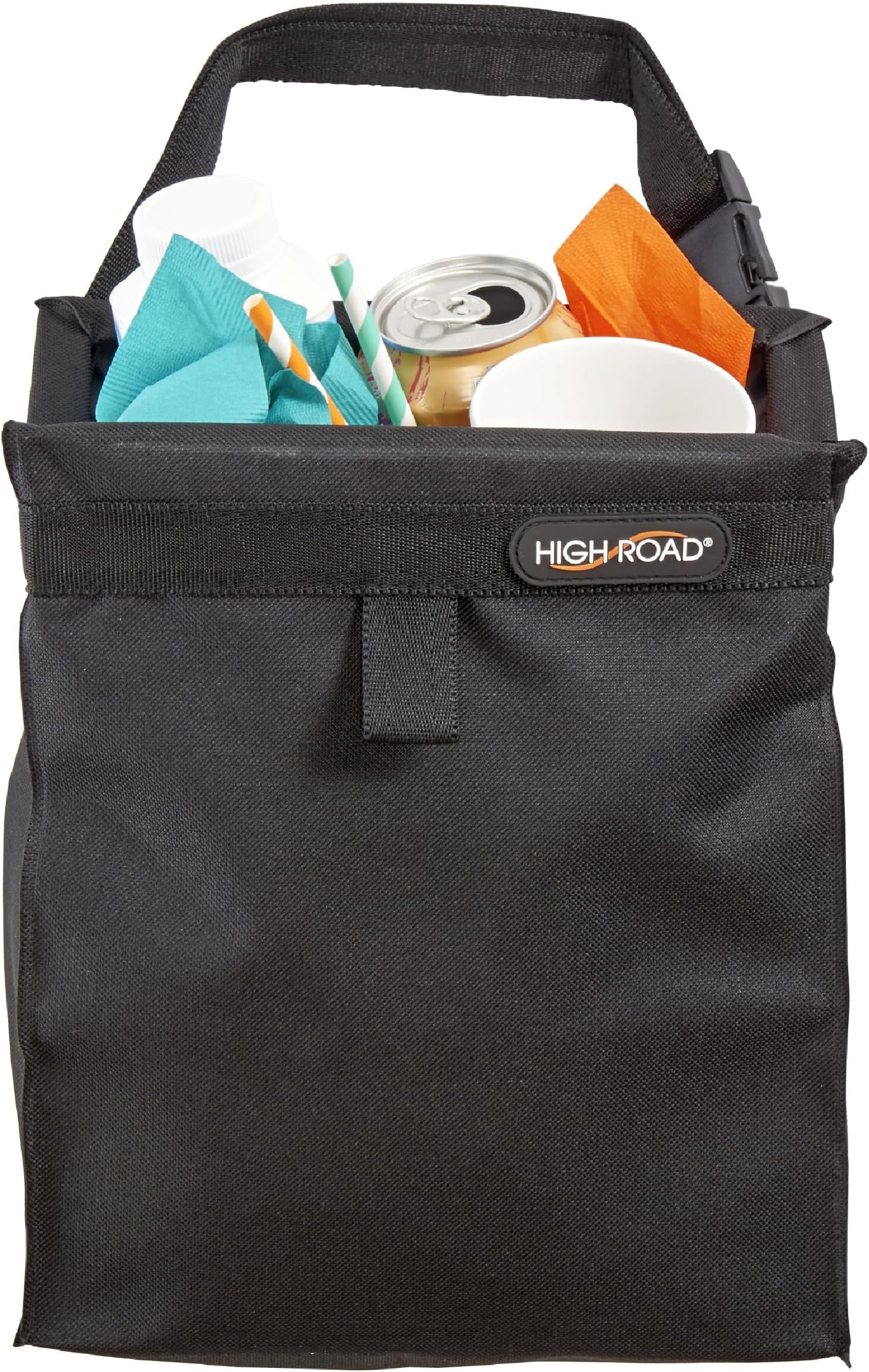 High Road TrashStash Hanging Polyester Car Trash Bag, 3 gallons,with Leakproof Lining and Spring Frame Closure