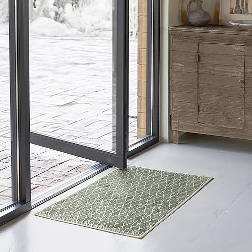 Miniatura 2 de RUGGABLE x Star Wars - Alfombra lavable con enrejado Grogu verde salvia, 2 x 3, resistente a las manchas, antideslizante, pequeña lavable a máquina