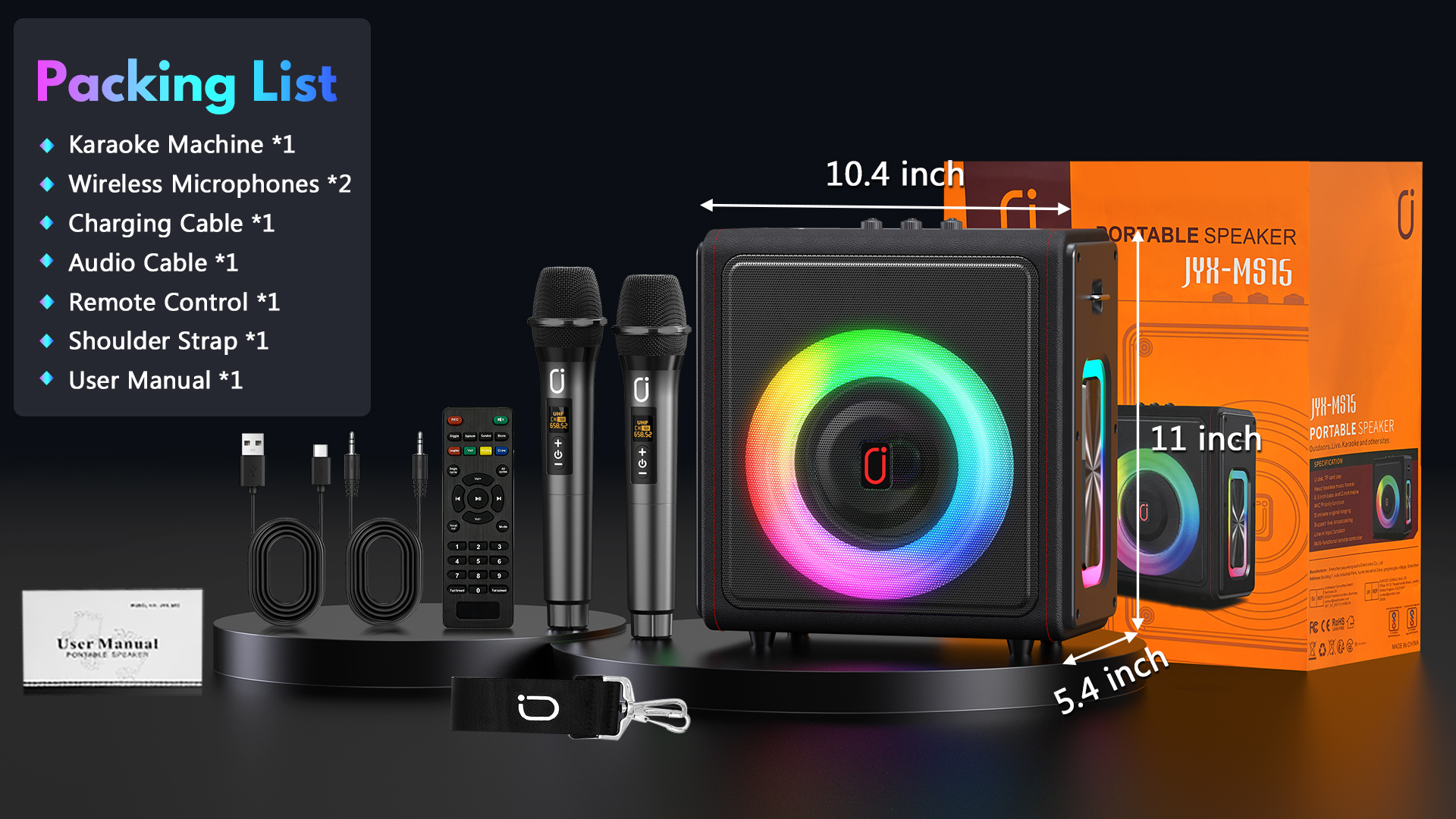 Amazon.com: Karaoke Machine, Portable Bluetooth 5.3 Speaker