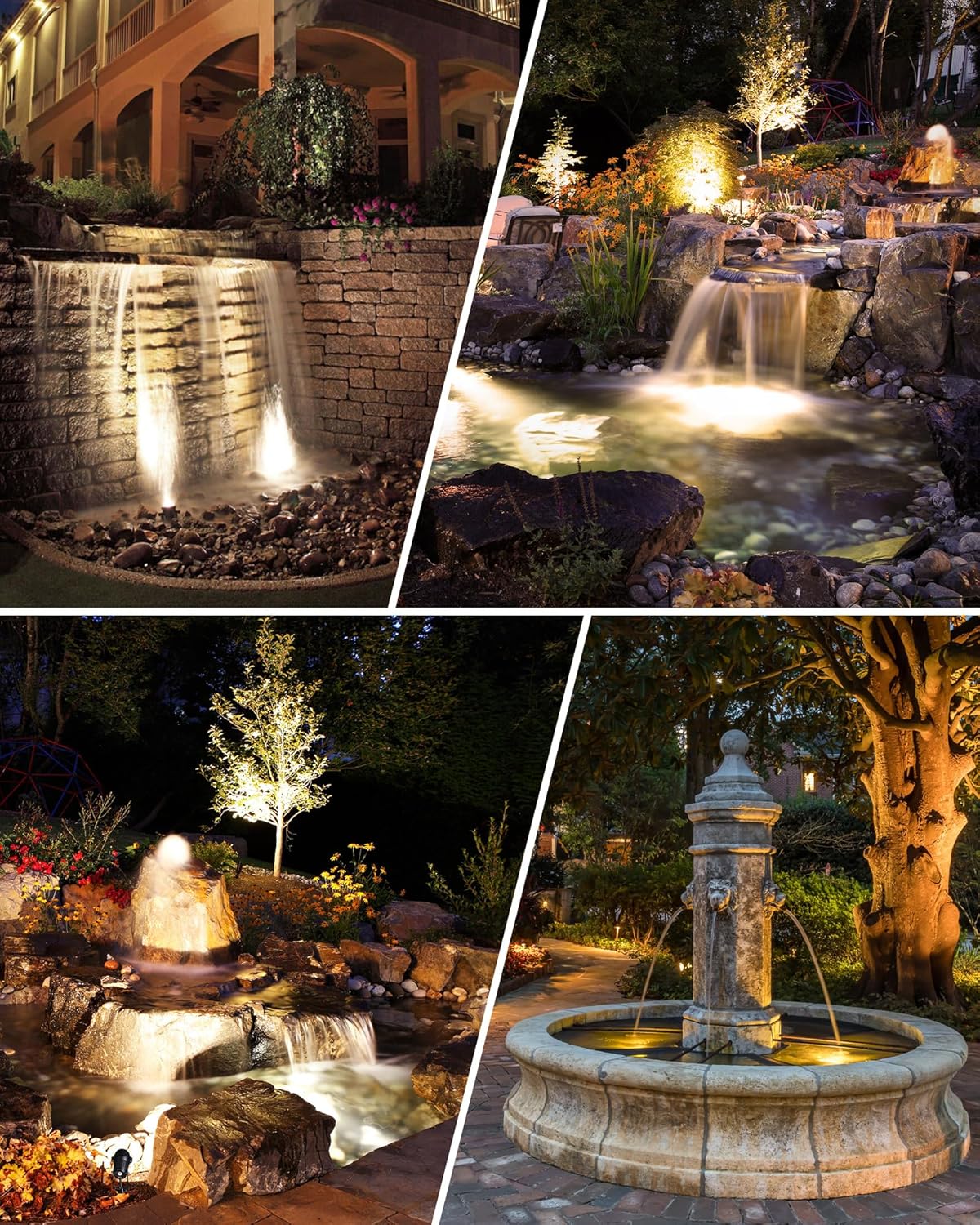 SUNVIE 3W Pond Lights LED Underwater 12-24V AC/DC Low Voltage Fountain Lights LED Underwater 3000K Warm White IP68 Waterproof Pond Light for Outdoor Ponds Fountains Waterfalls, 2 Pack