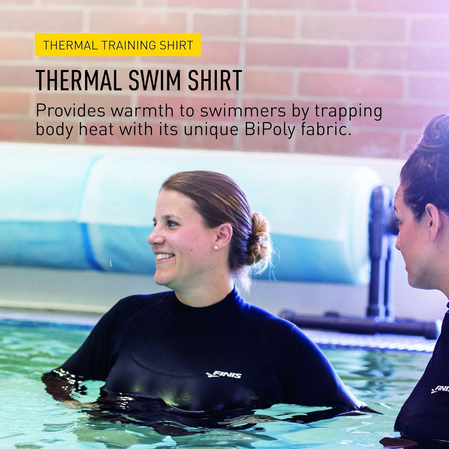 FINIS Thermal Swim Shirt - Heat-Retaining BiPoly Fabric - UPF 50 & Up UV Protection - Chlorine Resistant - Adult