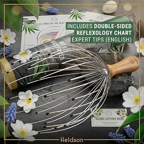 Miniatura 3 de HELDSON® Masajeador de cabeza de alambre de alta calidad, herramienta de masaje del cuero cabelludo, rascador de pulpo de 32 dedos, rascador de