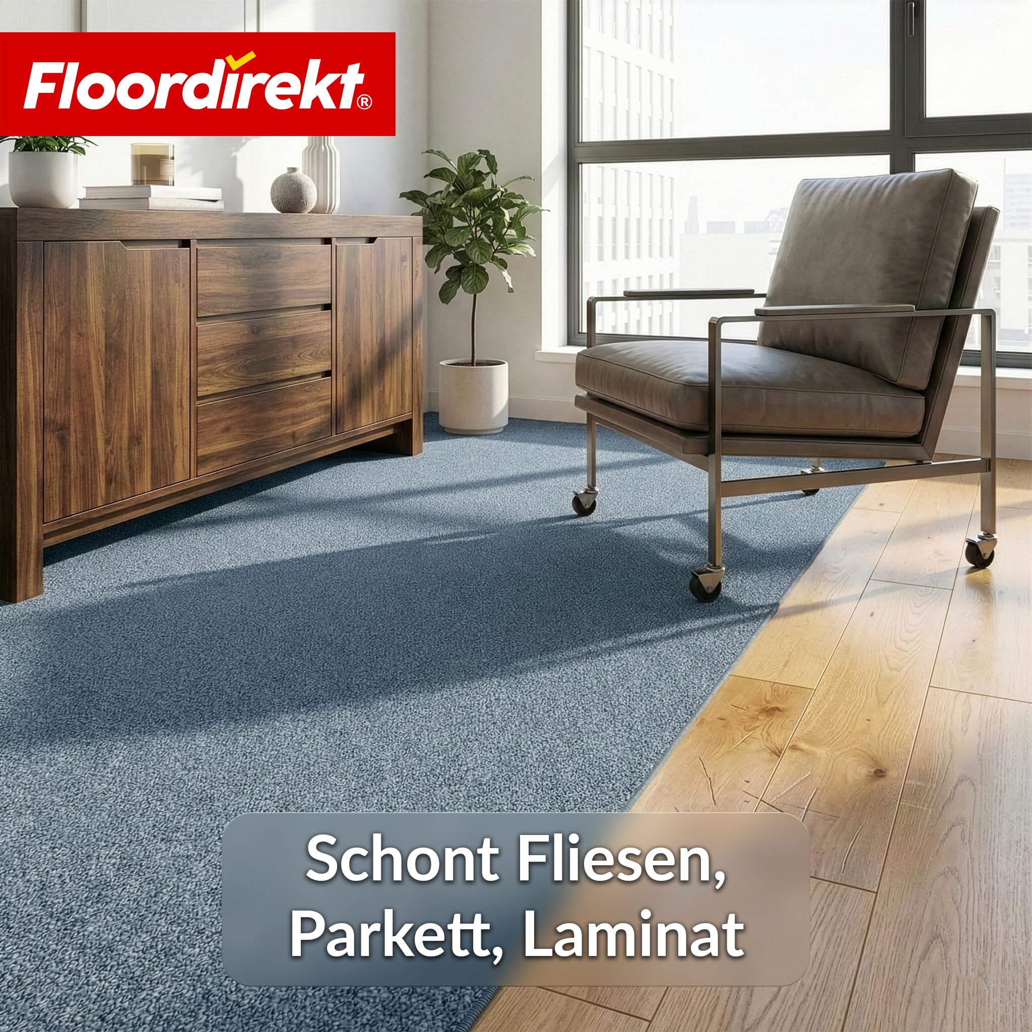 Floordirekt Wykładzina podłogowa z włókniny igłowanej 200 x 400 cm – wytrzymały dywan z piankowym spodem, izoluje odgłosy kroków i zimno, możliwość indywidualnego przycięcia, do salonu i biura, szary
