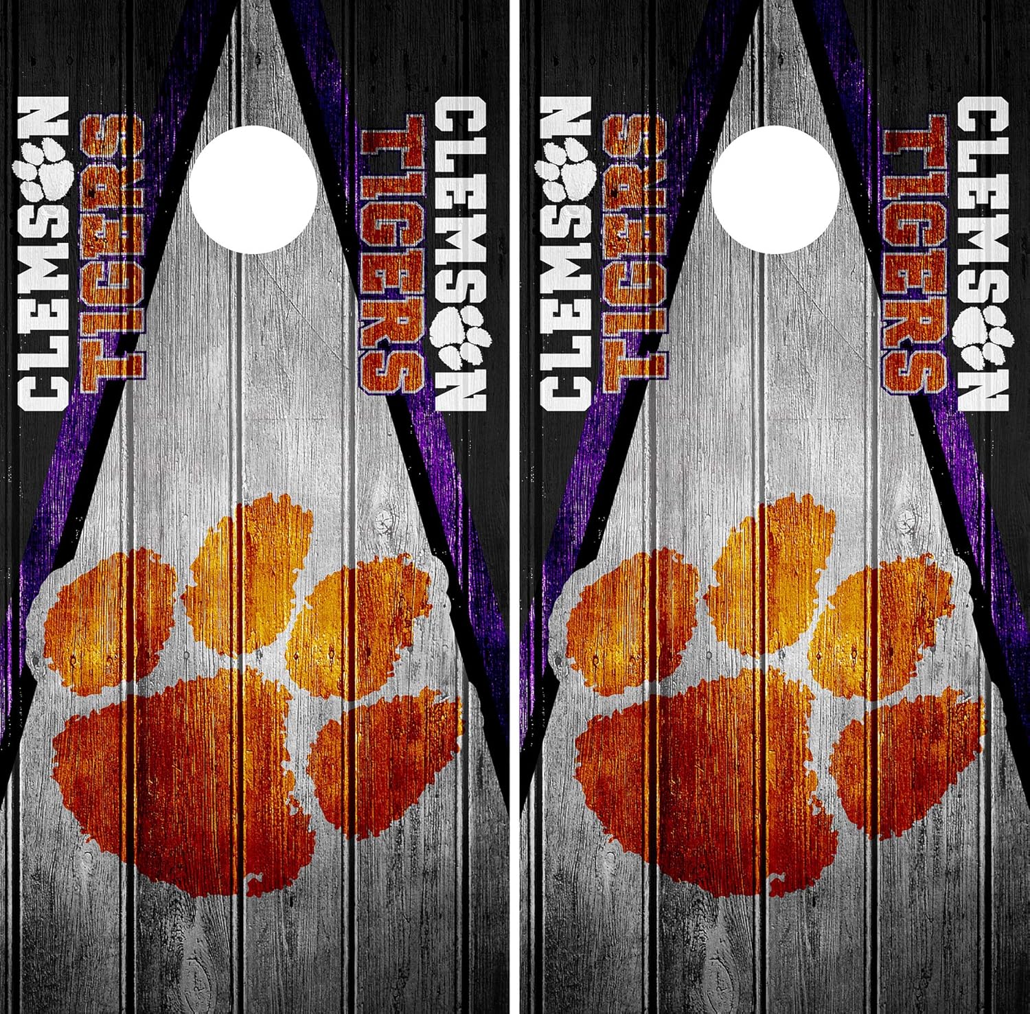 Clemson Tigers Cornhole Wrap Skin Vinyl Game Art Sticker Decal Vintage Set DT29 (Laminated) : Sports & Outdoors
