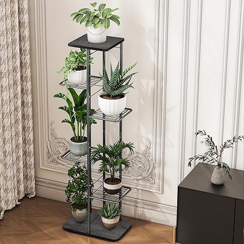 Miniatura 5 de Simple Trending Estante Soporte para Plantas de Interior y Exterior Impermeable, 6 Niveles para 7 Macetas de Metal de Servicio Pesado, Soporte Alto